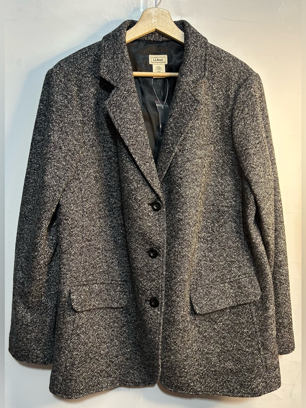 L.L. Bean Wool/ Cashmere Tweed Grey Button Front Blazer Jacket 20W- NWOT